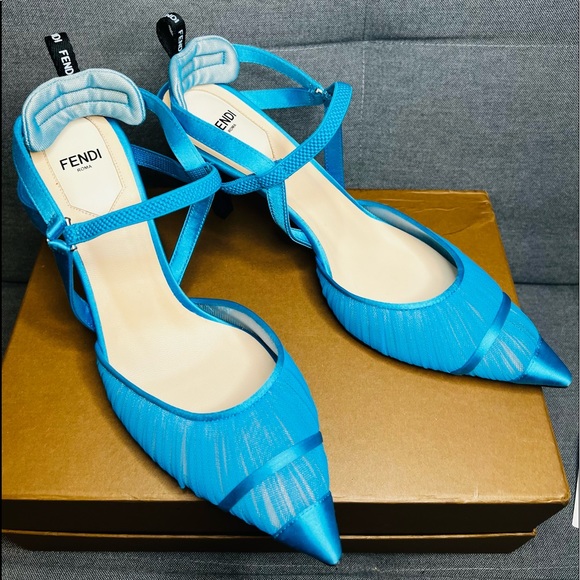 Sold-Fendi Colibri Ruched Slingback Pumps (NWT)! - Picture 4 of 14